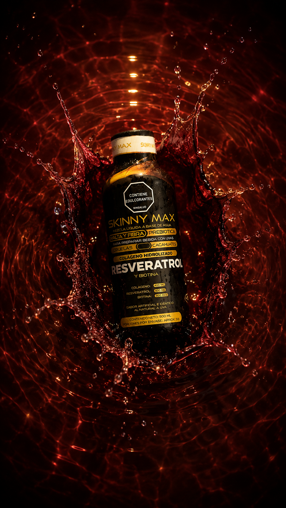 Resveratrol Líquido Skinny Max — Colágeno, Biotina y Antioxidantes 500ml