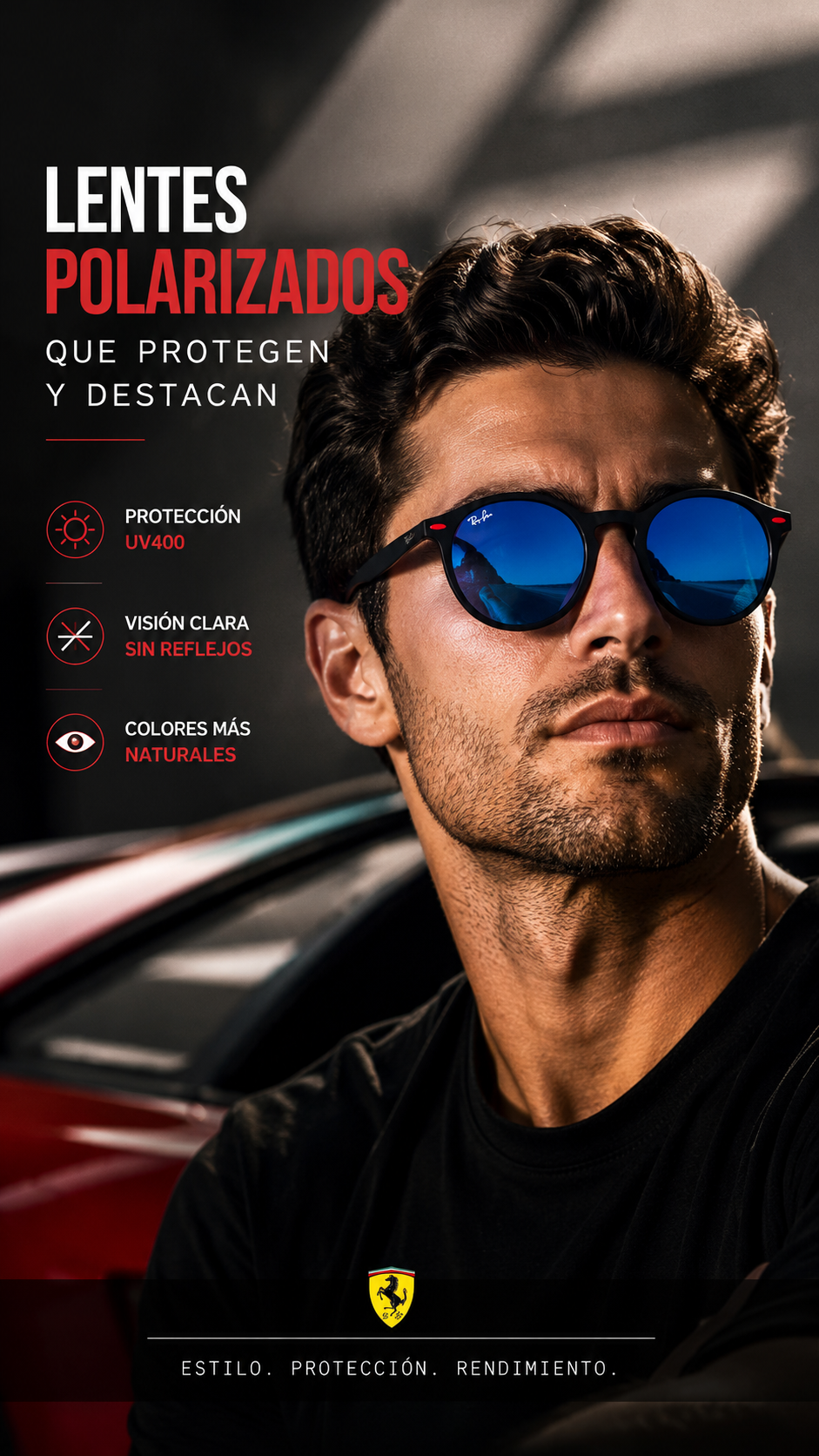Gafas de Sol Ferrari Round — Montura Redonda Estilo Premium