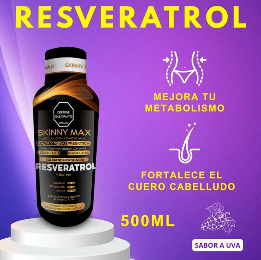 Resveratrol Líquido Skinny Max — Colágeno, Biotina y Antioxidantes 500ml